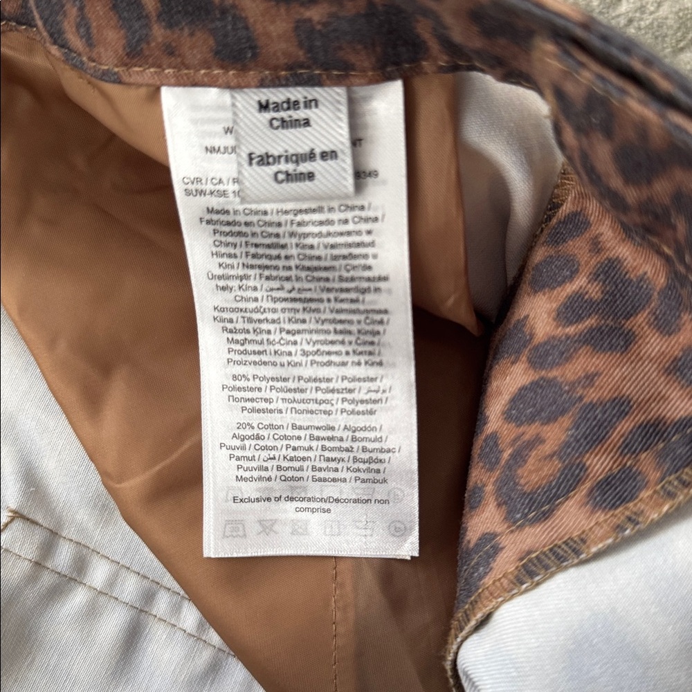 Noisy May Leopard Print Pants High Rise Straight Leg Brown Animal Print Trousers - Picture 4 of 6